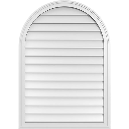 Ekena Millwork Round Top Surface Mount PVC Gable Vent w/ 2"W x 1-1/2"P Brickmould Frame, 30"W x 42"H GVPRT30X4202SN